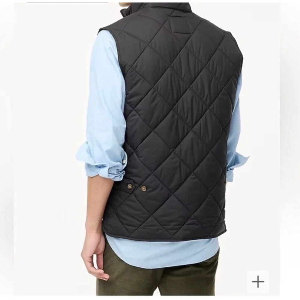 J.Crew Quilted Walker Vest Black Olive L NWT Men's Classic Fall Layering Utility